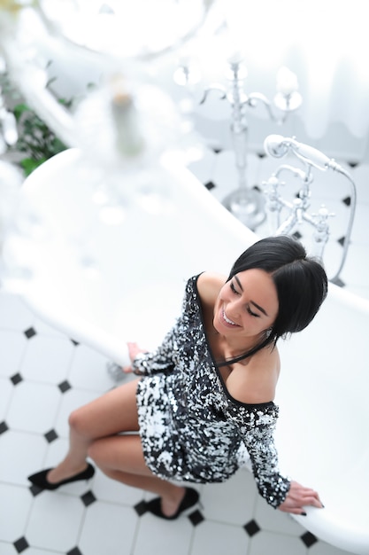 Free photo woman in sequin dress