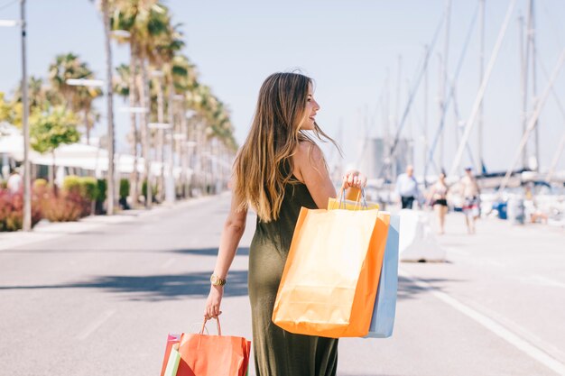 Woman shopping outdoors