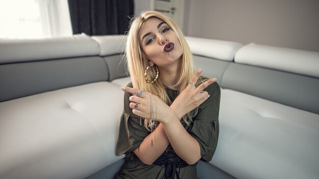 Woman showcasing jewelry on her hands