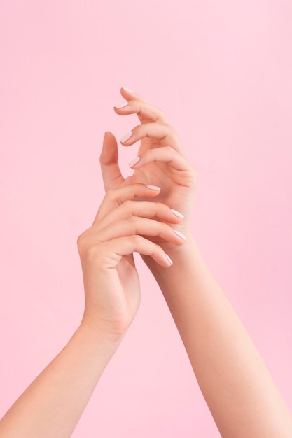 Woman showing her manicure