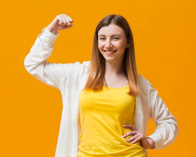 Woman showing her muscle