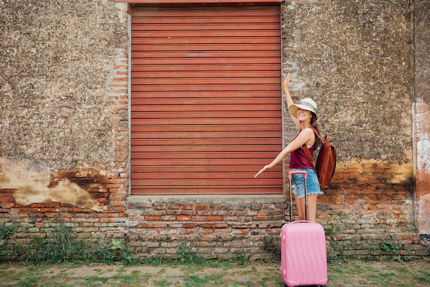 Woman showing loading dock gate