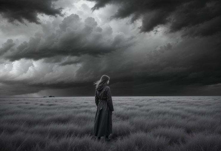 Free Photo woman showing sadness in lonely place