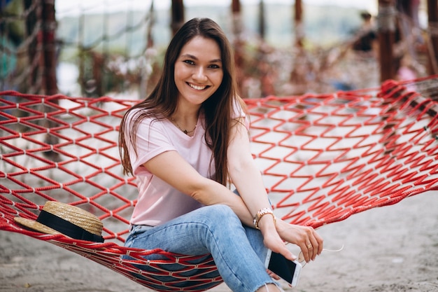 Woman sitting at the beach