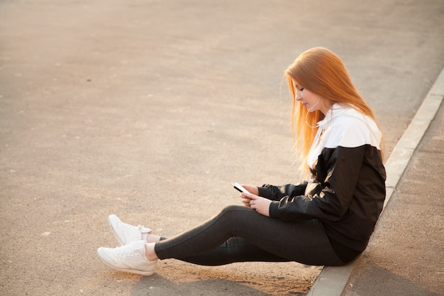 Woman sitting on the floor