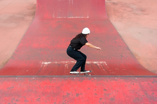 Woman in skate park training