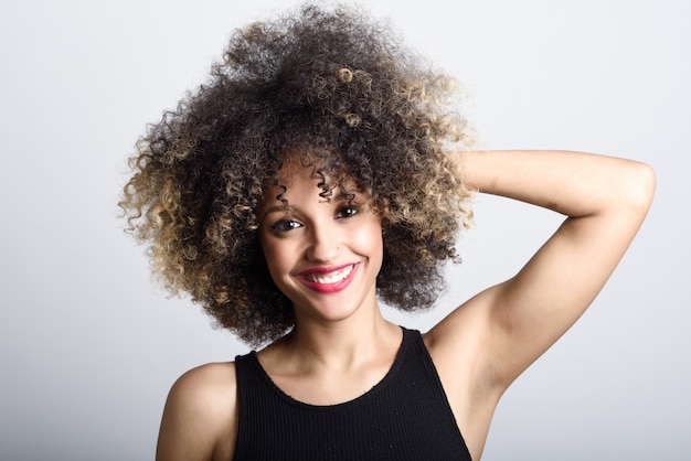 Woman smiling face with curly hair