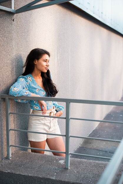 Woman smiling and looking at the horizon