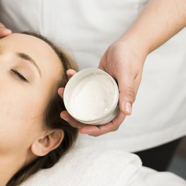 Woman in spa center