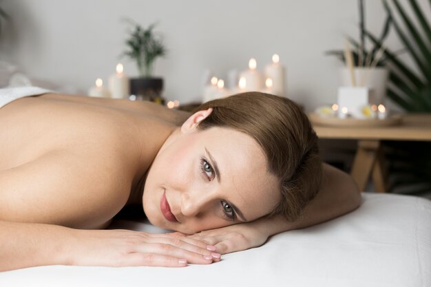 Woman in spa center
