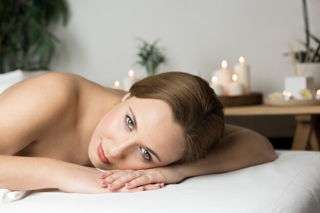 Woman in spa center