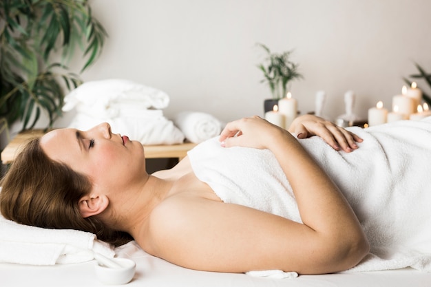 Woman in spa center