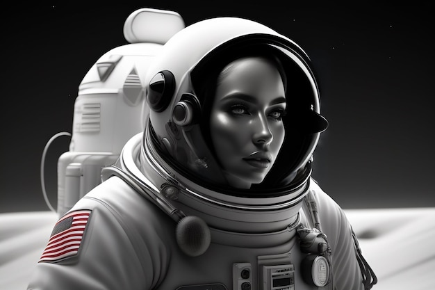 Free photo a woman in a space suit with the american flag on her chest.