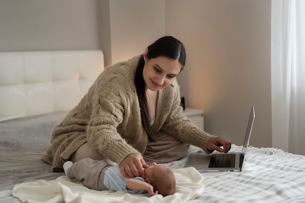 Woman spending time with child after breast feeding