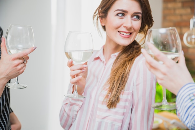 Woman spending time with friends