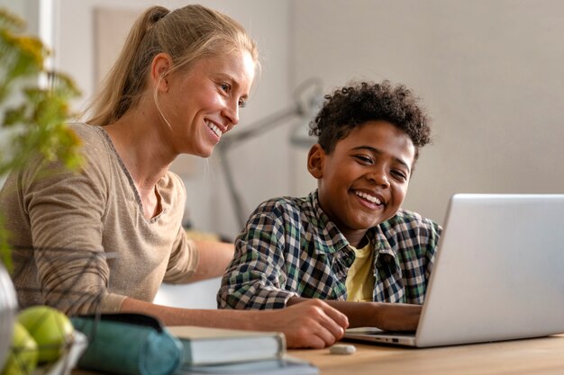 Woman spending time with her adopted kid