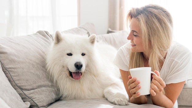 woman spending time with her dor
