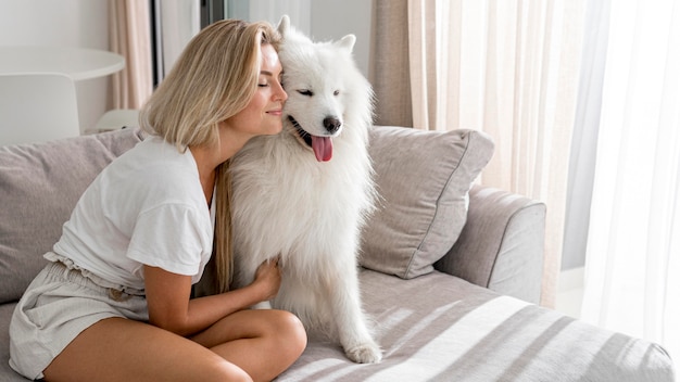woman spending time with her dor