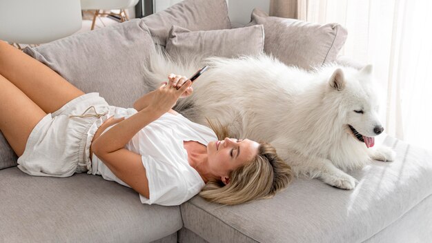 woman spending time with her dor