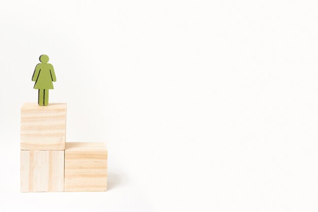 Woman standing on the top of the stairs copy space