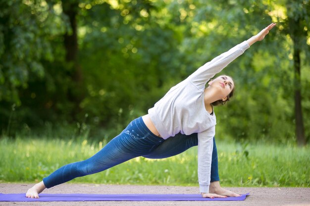 Woman stretching her leg