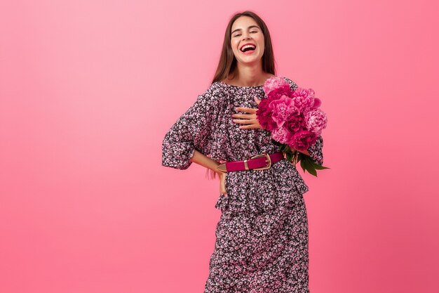 Woman style on pink background