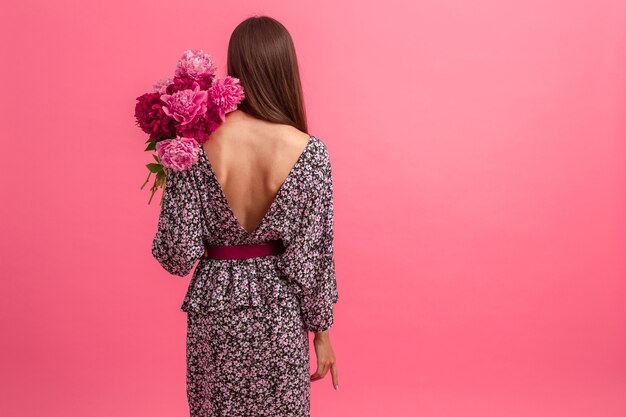 Woman style on pink background