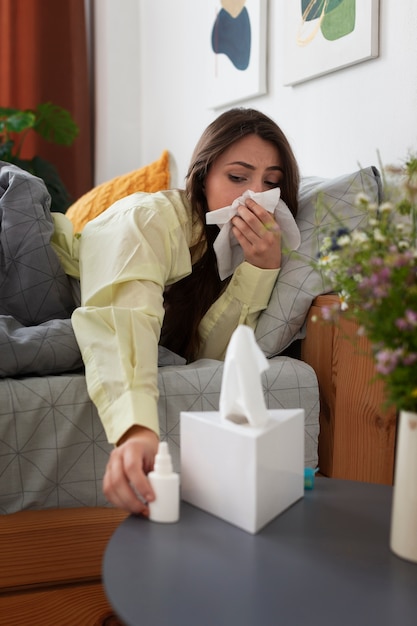 Woman suffering from allergies