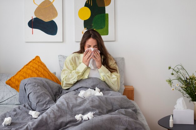 Woman suffering from allergies