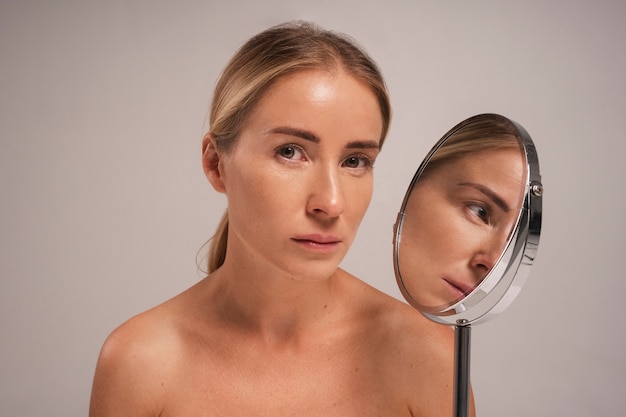 Woman suffering from body dysmorphia