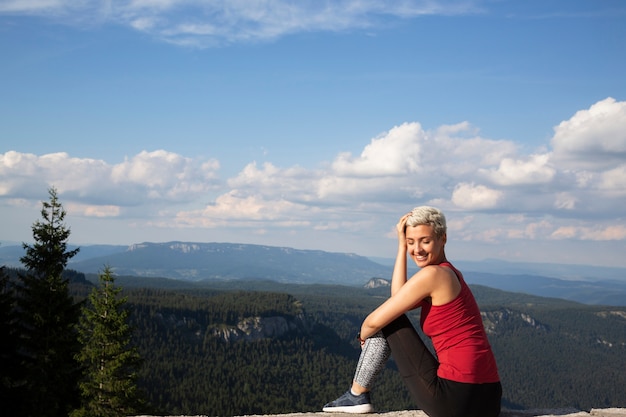 Woman taking a break from running