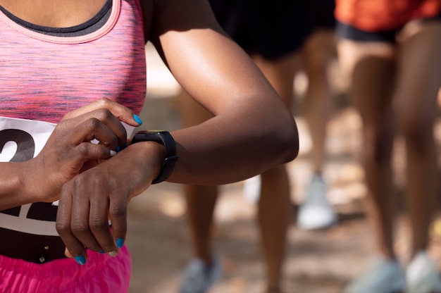 Woman taking a break from running