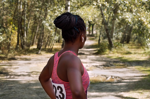 Woman taking a break from running