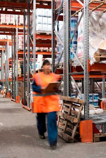 Woman taking care of warehouse logistics