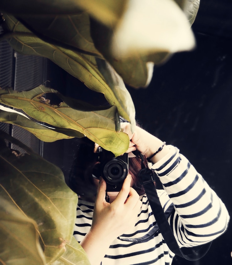 Free Photo woman taking photo