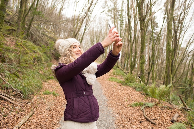 Woman taking selfie