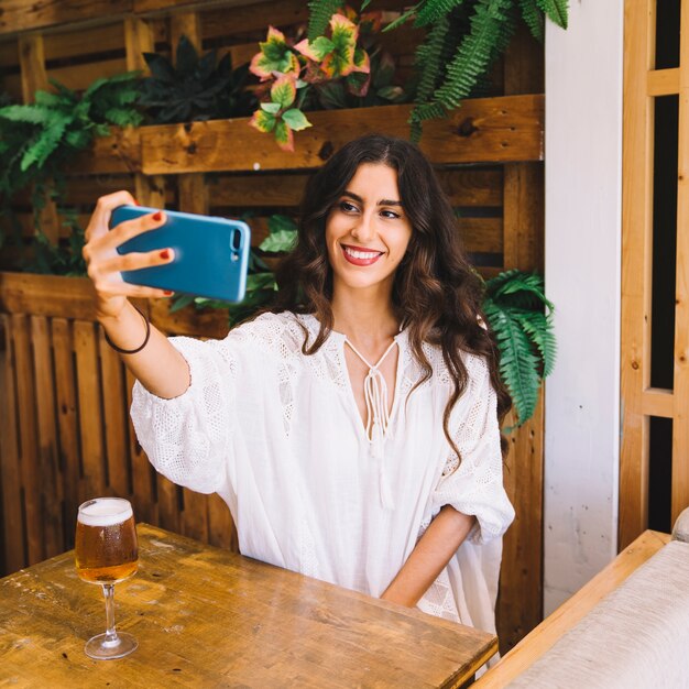 Woman taking selfie