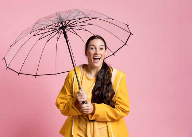 Woman taking a walk with an umbrella