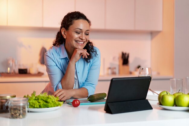 Woman talking to her long distance lover