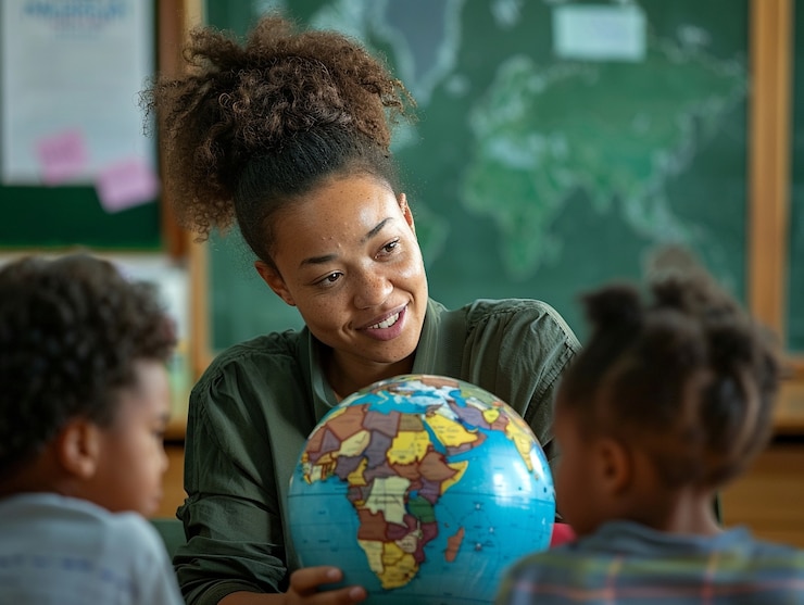 Free Photo woman teaching in classroom