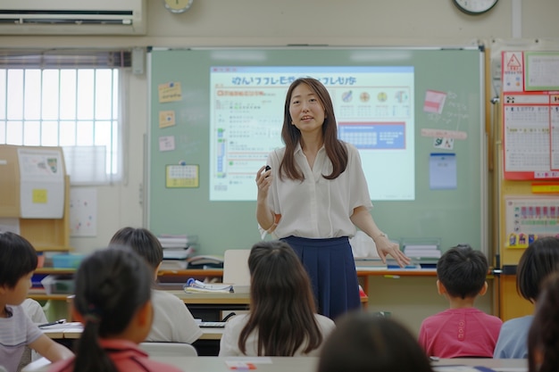 Free photo woman teaching in classroom