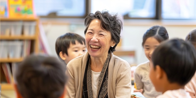 Free photo woman teaching in classroom