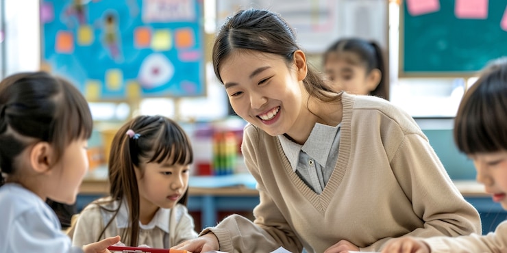 무료 Photo 교실 에서 가르치는 여자