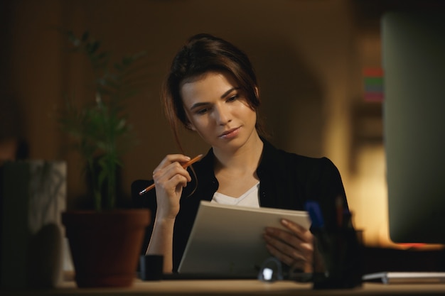 Woman thinking about new design