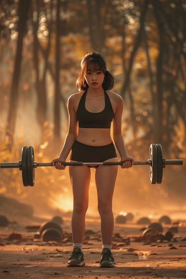 Free Photo woman training outdoors