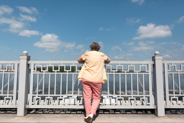 Woman traveling alone in the summer