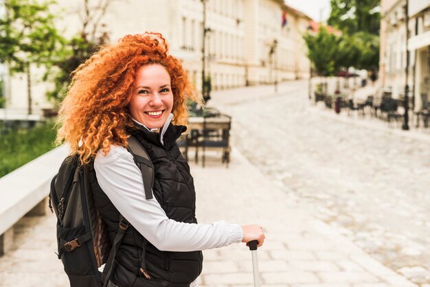 Woman traveling around the world