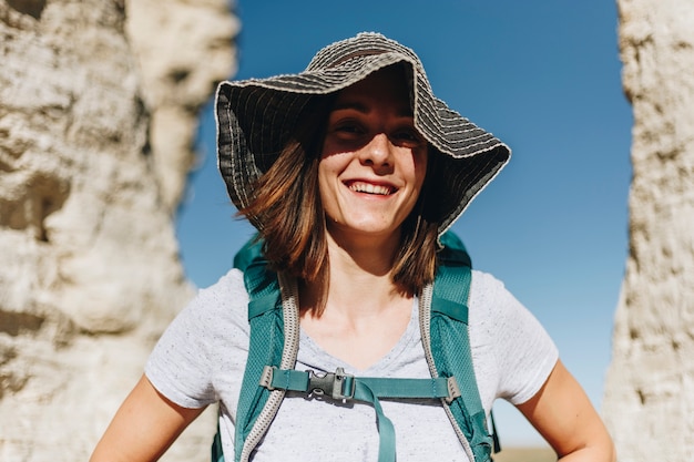 Free photo woman traveling with backpack