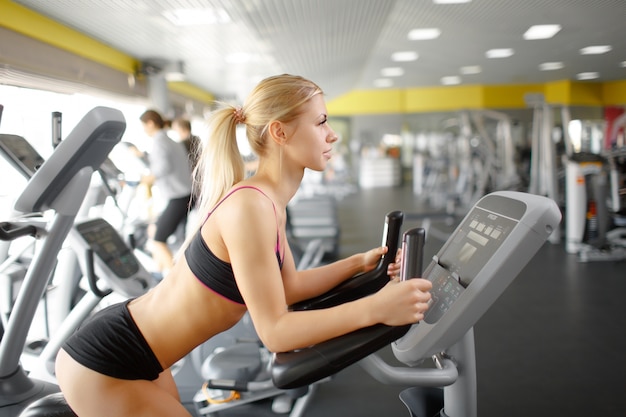 Woman using an elliptical