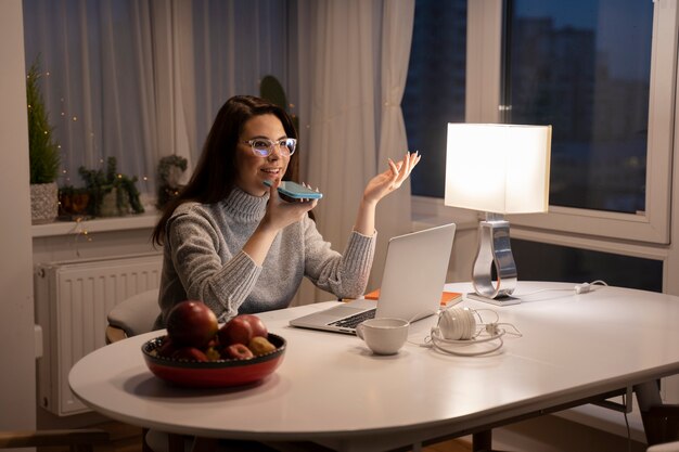 Woman using smartphone as a habit